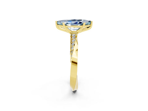 Yellow gold Marquise Cut Aquamarine Engagement Ring with Side Stone Accents and Four-Prong Setting_29