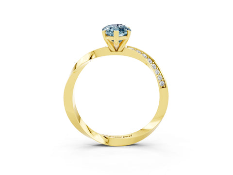 Yellow gold Marquise Cut Aquamarine Engagement Ring with Side Stone Accents and Four-Prong Setting_30