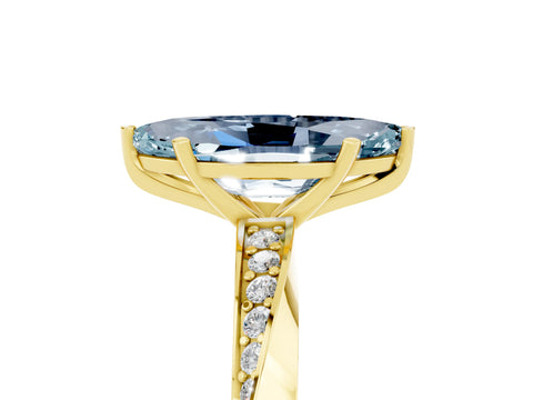Yellow gold Marquise Cut Aquamarine Engagement Ring with Side Stone Accents and Four-Prong Setting_32