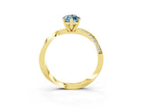 Yellow gold Marquise Cut Aquamarine Engagement Ring with Side Stone Accents and Four-Prong Setting_63