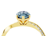 Yellow gold Marquise Cut Aquamarine Engagement Ring with Side Stone Accents and Four-Prong Setting_64