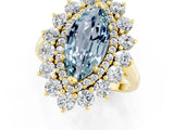 Yellow gold Marquise Cut Aquamarine Floral Double Halo Engagement Ring with Prong Setting_61