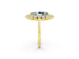 Yellow gold Marquise Cut Aquamarine Floral Double Halo Engagement Ring with Prong Setting_62
