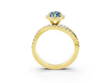 Yellow gold Marquise Cut Aquamarine Halo Ring with Round Split Shank and Prong Setting_66