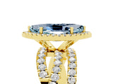 Yellow gold Marquise Cut Aquamarine Halo Ring with Round Split Shank and Prong Setting_68