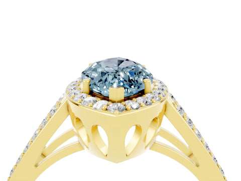 Yellow gold Marquise Cut Aquamarine Halo Ring with Split Shank U-Prong Band and Four-Prong Setting_4