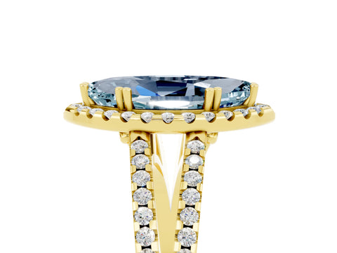 Yellow gold Marquise Cut Aquamarine Halo Split Shank Engagement Ring_17