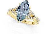 Yellow gold Marquise Cut Aquamarine  Halo Twist Band Solitaire Prong Setting Ring_25