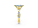 Yellow gold Marquise Cut Aquamarine  Halo Twist Band Solitaire Prong Setting Ring_26