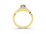 Yellow gold Marquise Cut Aquamarine  Halo Twist Band Solitaire Prong Setting Ring_27