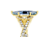 Yellow gold Marquise Cut Aquamarine  Halo Twist Band Solitaire Prong Setting Ring_29