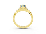 Yellow gold Marquise Cut Aquamarine Halo Twist Band Solitaire Prong Setting Ring_3
