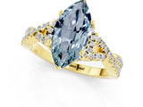 Yellow gold Marquise Cut Aquamarine  Halo Twist Band Solitaire Prong Setting Ring_43