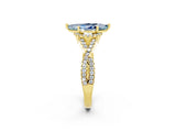 Yellow gold Marquise Cut Aquamarine  Halo Twist Band Solitaire Prong Setting Ring_44