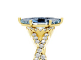 Yellow gold Marquise Cut Aquamarine Halo Twist Band Solitaire Prong Setting Ring_5