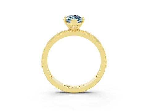 Yellow gold Marquise Cut Aquamarine Milgrain Pavé Engagement Ring with Four-Prong Setting_3