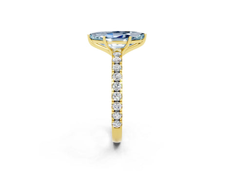 Yellow gold Marquise Cut Aquamarine Pavé Solitaire Engagement Ring with Four-Prong Setting_14