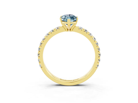 Yellow gold Marquise Cut Aquamarine Pavé Solitaire Engagement Ring with Four-Prong Setting_15