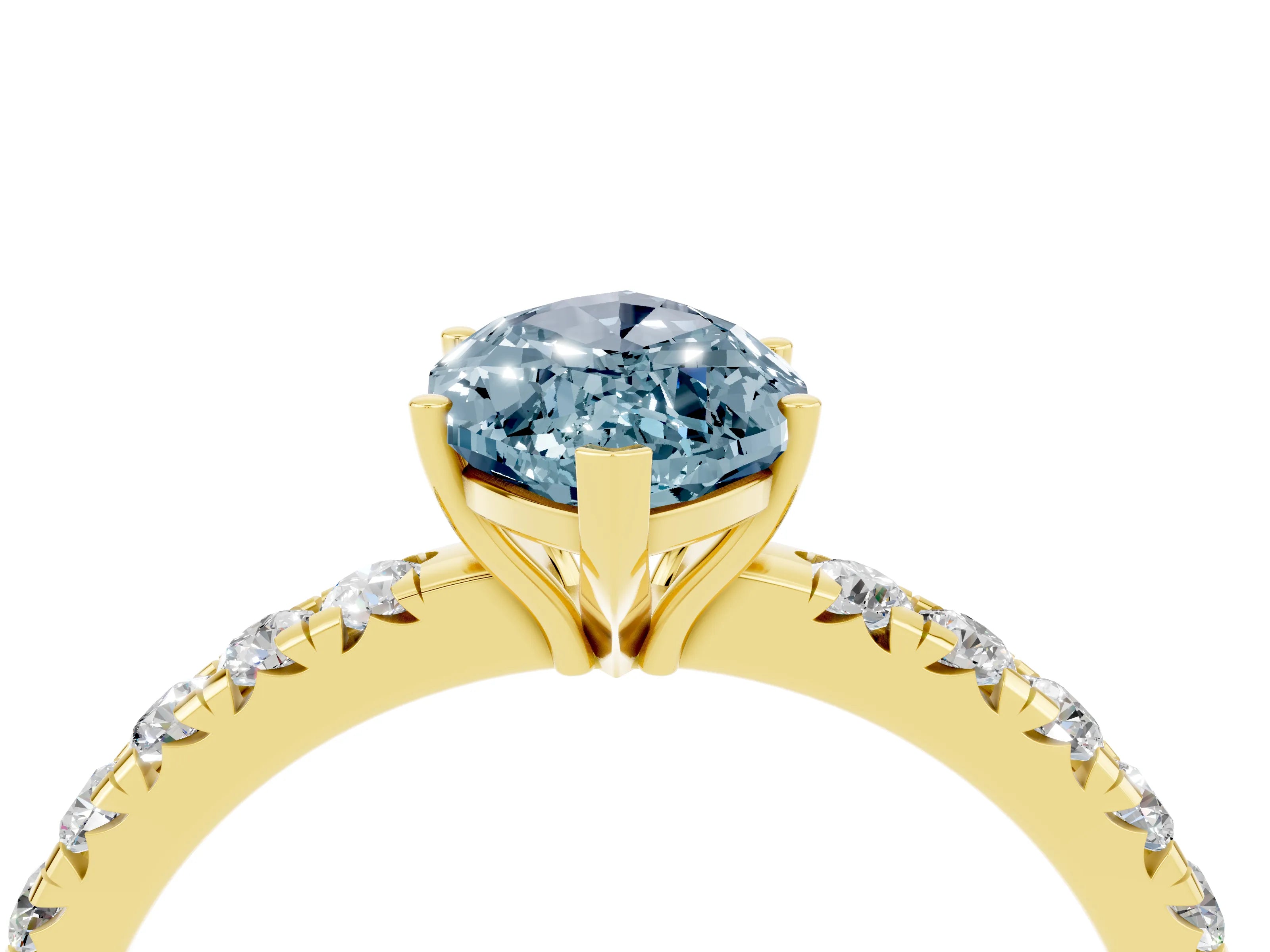 Yellow gold Marquise Cut Aquamarine Pavé Solitaire Engagement Ring with Four-Prong Setting_16
