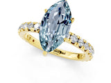 Yellow gold Marquise Cut Aquamarine Pavé Solitaire Ring with Round Band and Prong Setting_25