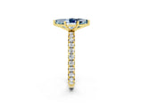 Yellow gold Marquise Cut Aquamarine Pavé Solitaire Ring with Round Band and Prong Setting_26