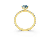 Yellow gold Marquise Cut Aquamarine Pavé Solitaire Ring with Round Band and Prong Setting_27