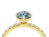 Yellow gold Marquise Cut Aquamarine Pavé Solitaire Ring with Round Band and Prong Setting_28