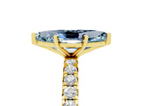 Yellow gold Marquise Cut Aquamarine Pavé Solitaire Ring with Round Band and Prong Setting_29