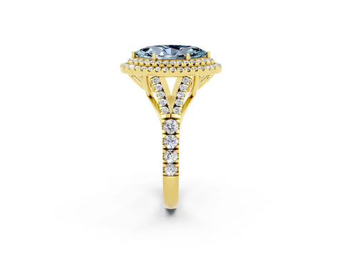 Yellow gold Marquise Cut Aquamarine Pavé Split Shank Double Halo Engagement Ring_2