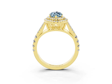 Yellow gold Marquise Cut Aquamarine Pavé Split Shank Double Halo Engagement Ring_3