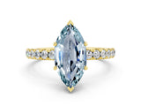 Yellow gold Marquise Cut Aquamarine Pave Band Solitaire Ring with Four-Prong Setting_24