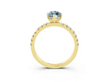 Yellow gold Marquise Cut Aquamarine Pave Band Solitaire Ring with Four-Prong Setting_27