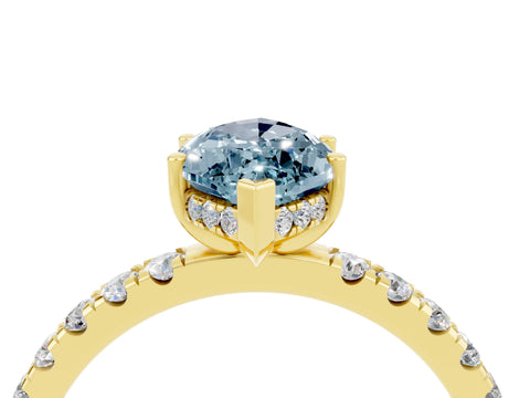 Yellow gold Marquise Cut Aquamarine Pave Band Solitaire Ring with Four-Prong Setting_28
