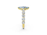 Yellow gold Marquise Cut Aquamarine Prong Setting with Side Stones on a Pave Band_2