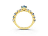 Yellow gold Marquise Cut Aquamarine Prong Setting with Side Stones on a Pave Band_3