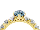 Yellow gold Marquise Cut Aquamarine Prong Setting with Side Stones on a Pave Band_4