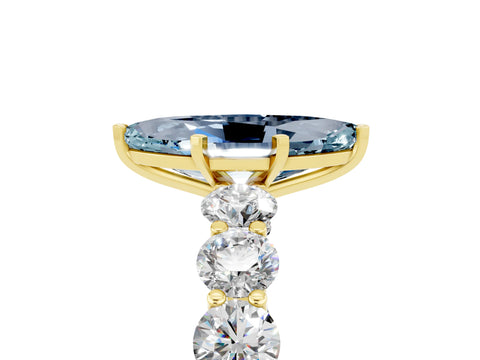 Yellow gold Marquise Cut Aquamarine Prong Setting with Side Stones on a Pave Band_5