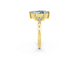 Yellow gold Marquise Cut Aquamarine Ring with Side Stones and Four-Prong Setting_38