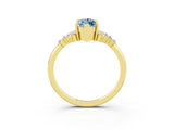 Yellow gold Marquise Cut Aquamarine Ring with Side Stones and Four-Prong Setting_39