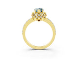 Yellow gold Marquise Cut Aquamarine Scalloped Halo Engagement Ring with Round Shared Prong Band_15