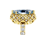 Yellow gold Marquise Cut Aquamarine Scalloped Halo Engagement Ring with Round Shared Prong Band_17