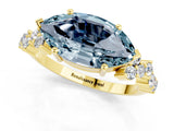 Yellow gold Marquise Cut Aquamarine Scattered Round Accent Ring with Prong Setting_13