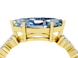 Yellow gold Marquise Cut Aquamarine Scattered Round Accent Ring with Prong Setting_16