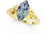 Yellow gold Marquise Cut Aquamarine Solitaire Celtic Knot Ring with Four-Prong Setting_13