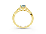 Yellow gold Marquise Cut Aquamarine Solitaire Celtic Knot Ring with Four-Prong Setting_15