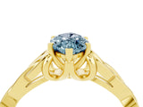 Yellow gold Marquise Cut Aquamarine Solitaire Celtic Knot Ring with Four-Prong Setting_16