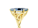 Yellow gold Marquise Cut Aquamarine Solitaire Celtic Knot Ring with Four-Prong Setting_17
