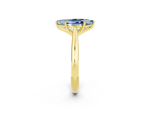 Yellow gold Marquise Cut Aquamarine Solitaire Engagement Ring with Cathedral Setting and Four-Prong Mount_14