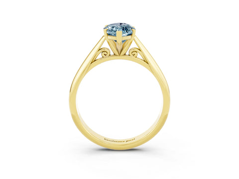 Yellow gold Marquise Cut Aquamarine Solitaire Engagement Ring with Cathedral Setting and Four-Prong Mount_15