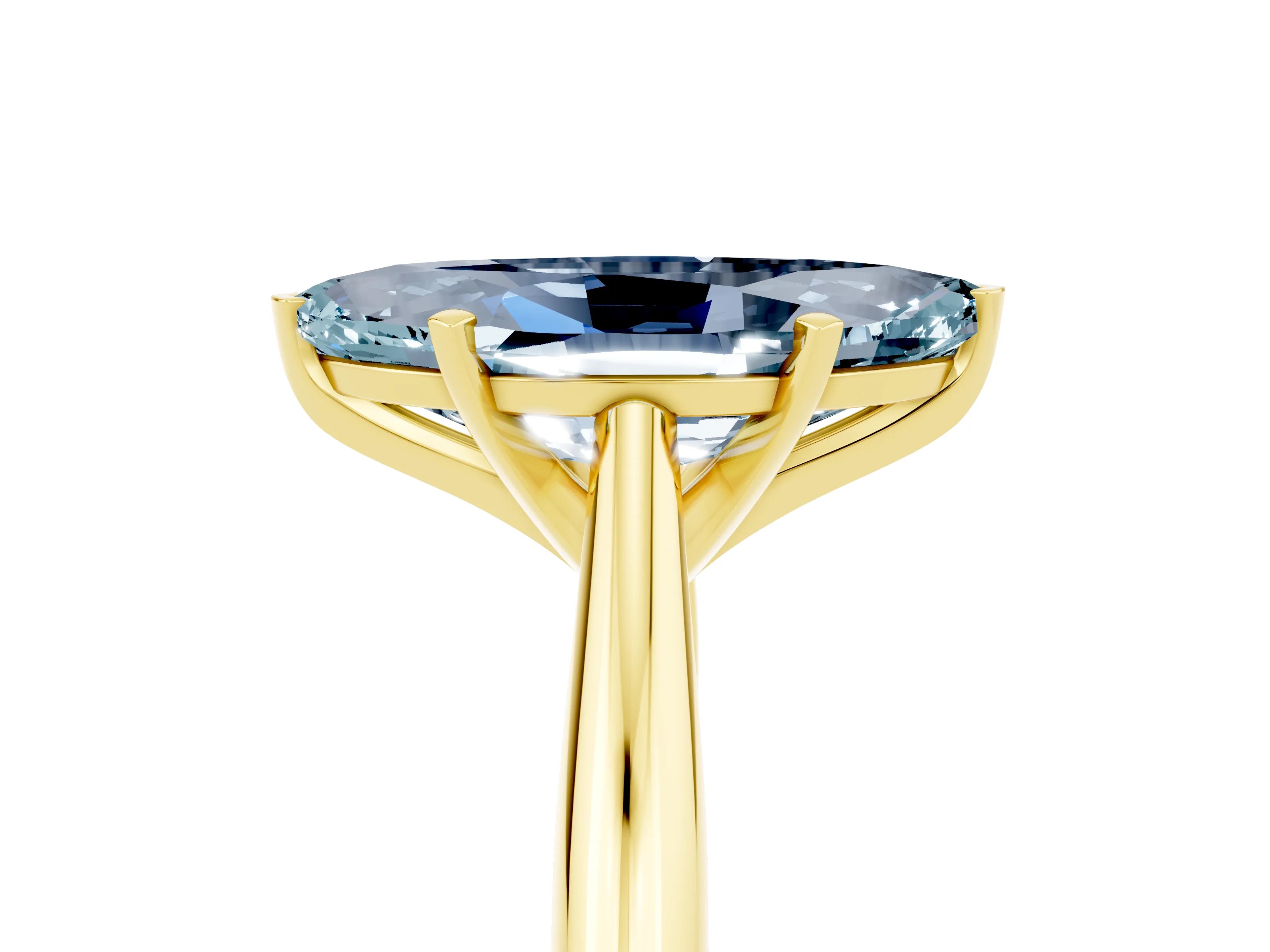 Yellow gold Marquise Cut Aquamarine Solitaire Engagement Ring with Cathedral Setting and Four-Prong Mount_17